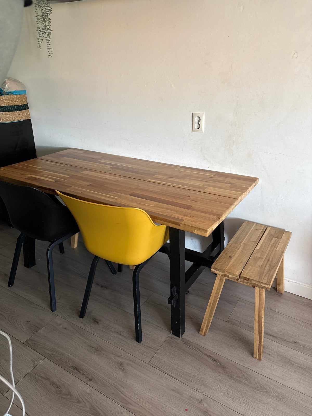 Ikea tafel met 2 stoelen + houten kruk, Ophalen, Gebruikt, 50 tot 100 cm, Vijf personen of meer
