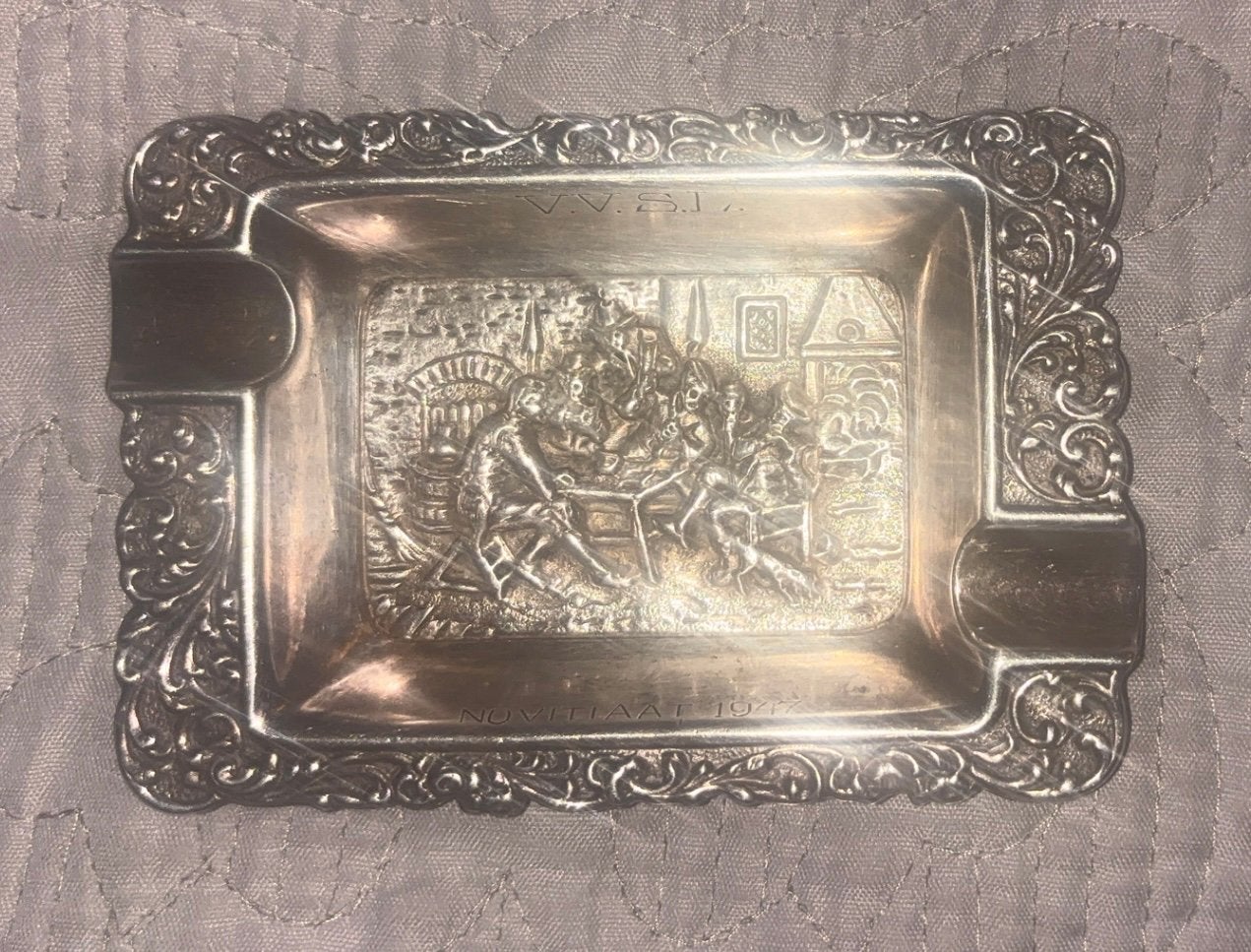 Verzilverde asbak 1947 noviaat, Antiek en Kunst, Antiek | Goud en Zilver, Ophalen of Verzenden, Zilver