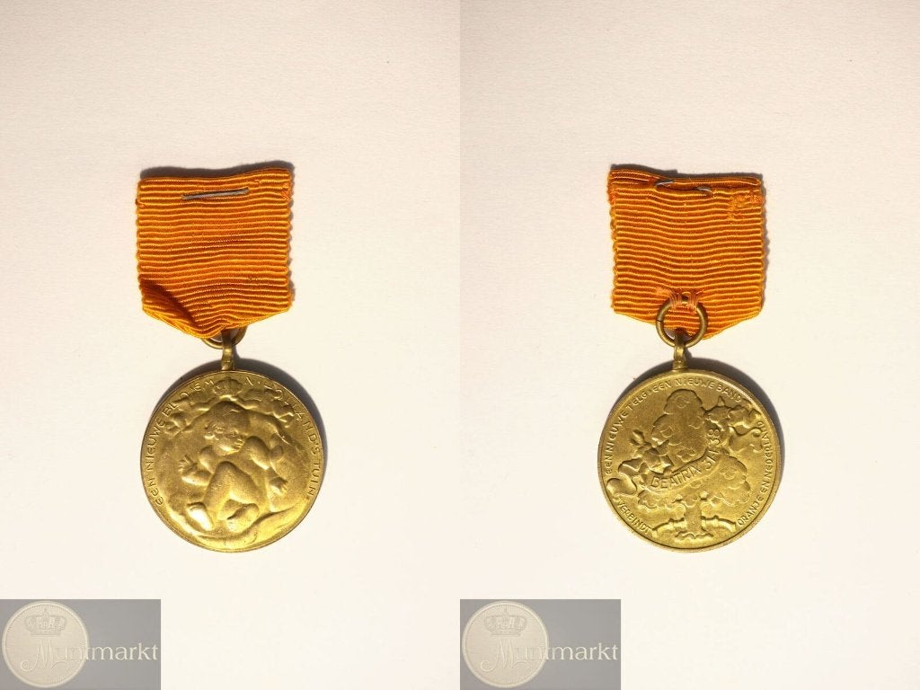 Draagpenning 1938 'Geboorte van Beatrix van Oranje-Nassau', Ophalen of Verzenden, Brons, Nederland
