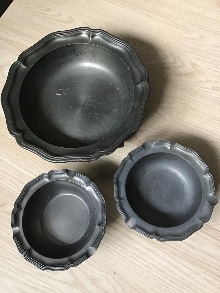 Vintage tin fruitschaal en 2 asbakken, Antiek en Kunst, Ophalen of Verzenden