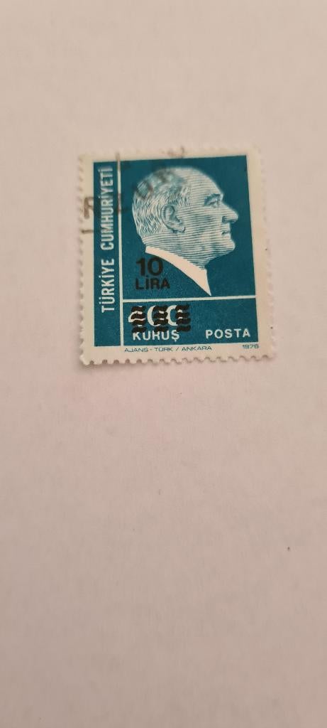 8128 turkije mustafa kemal ataturk 10 lira overdruk400 kurus, Verzenden, Overige landen