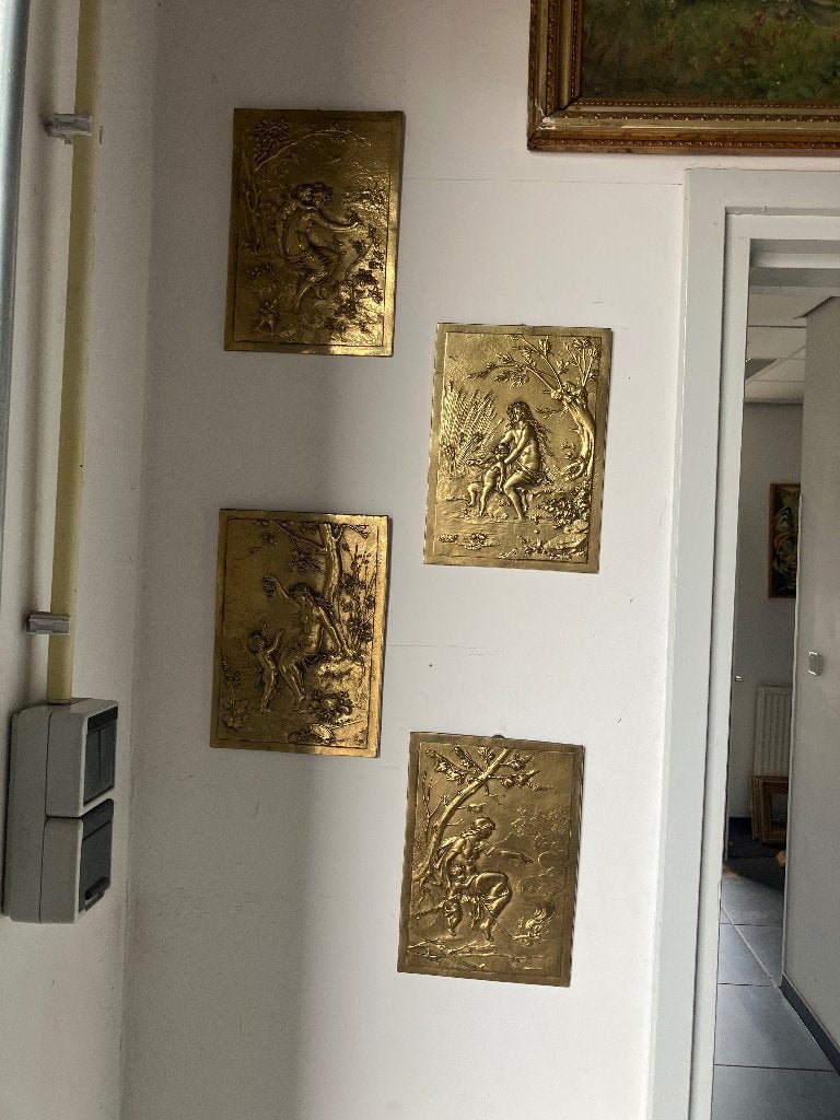 4 Bronzen plaquette, Ophalen, Brons