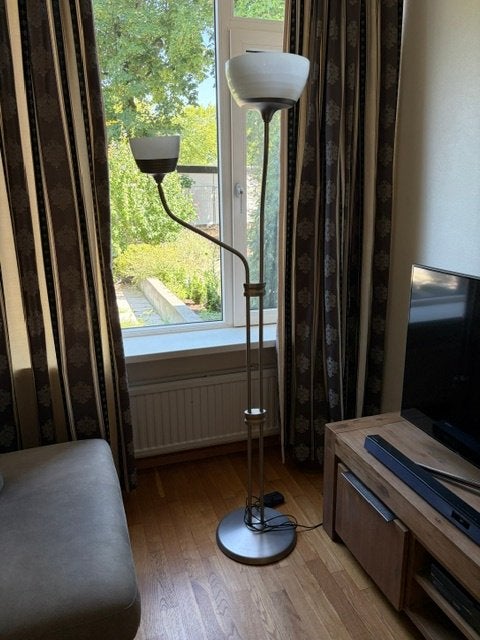 Staande lamp met dimmer, Ophalen, Gebruikt, E27 (groot), Glas