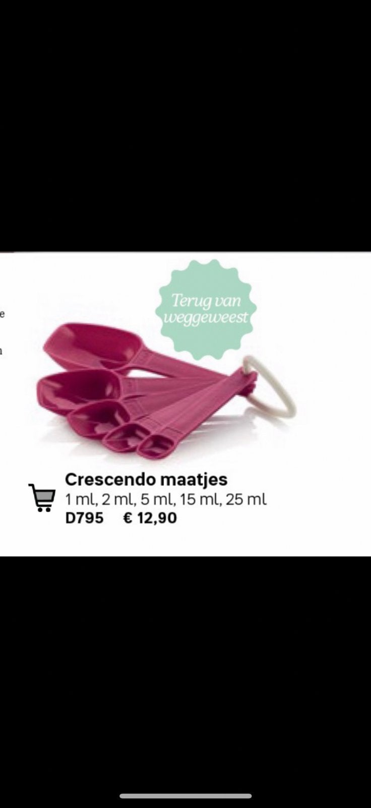 Tupperware MaatLepels 1 ML, 2 ML, 5 ML, 25 ML SET € 10, Ophalen of Verzenden, Nieuw, Overige kleuren