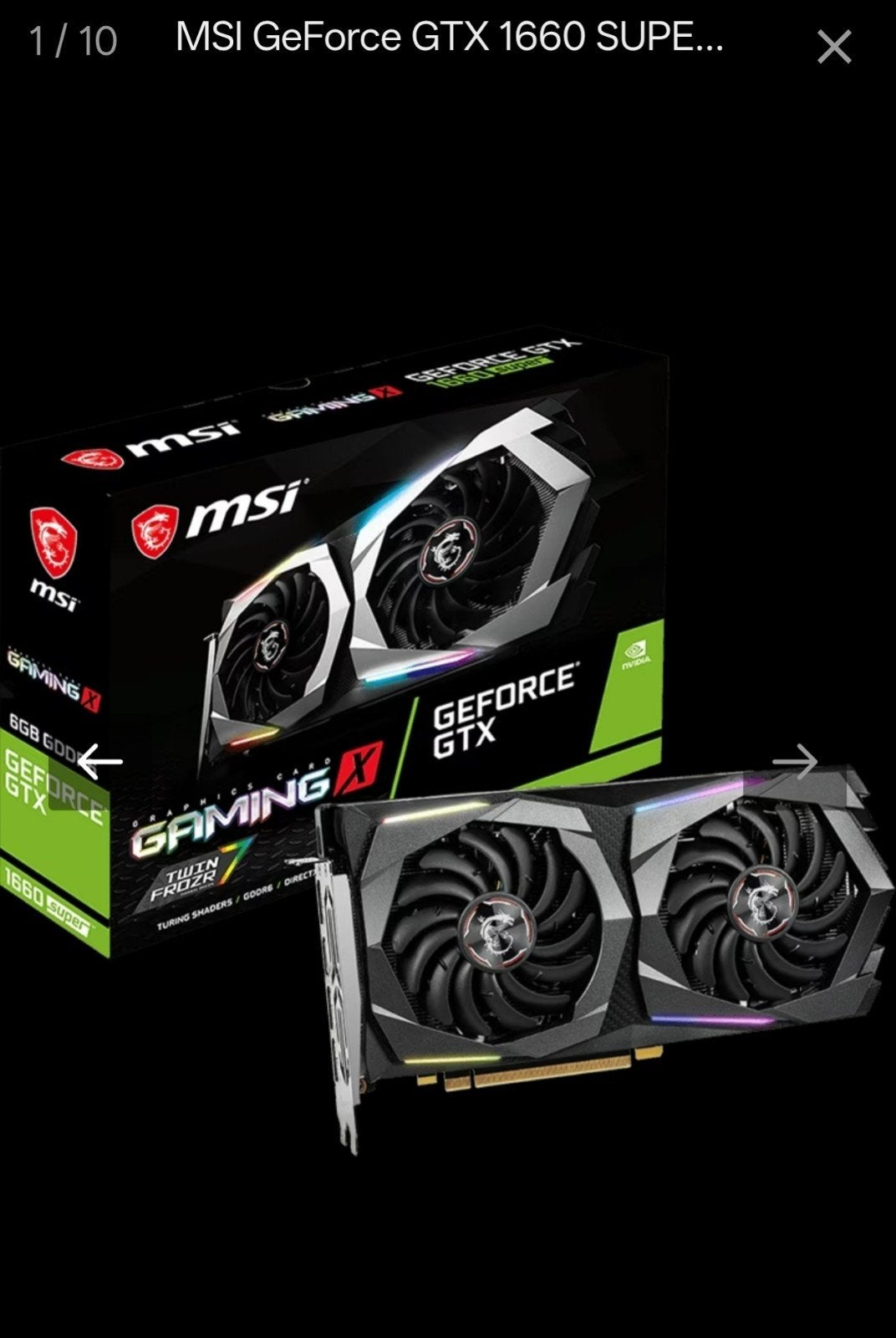 MSI GeForce GTX 1660 SUPER GAMING X Videokaart