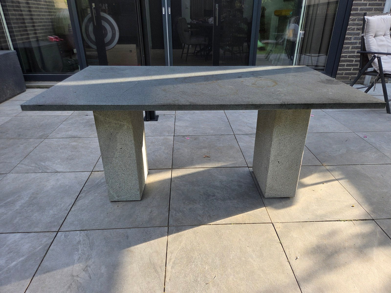 Robuuste granieten eettafel voor buiten (160x90x93cm), Ophalen, Rechthoekig