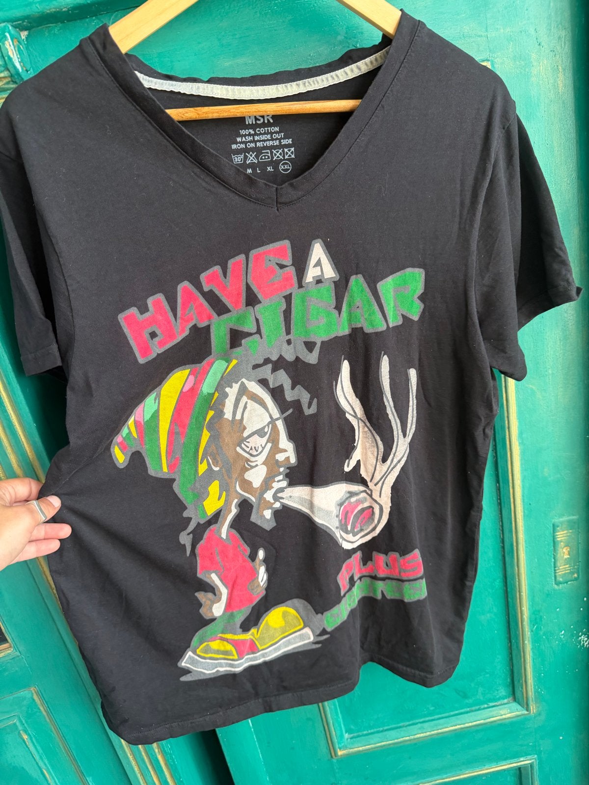 Vintage 90s Plus Eighteen Rasta Graphic T-shirt XXL, Ophalen of Verzenden, Gedragen, Overige maten, Zwart