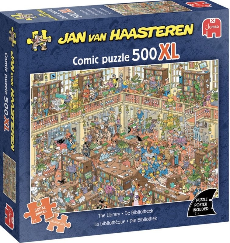 Jan van Haasteren - De Bibliotheek - 500XL stukjes, Ophalen of Verzenden, 500 t/m 1500 stukjes, Nieuw, Legpuzzel