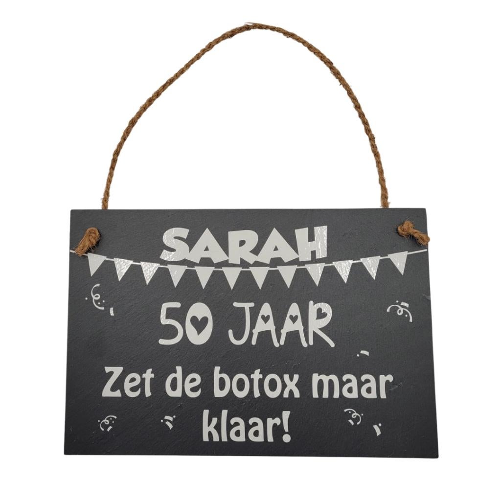 SARAH 50 jaar - zet de botox …… Cadeau Sarah - Sara, Ophalen of Verzenden, Nieuw