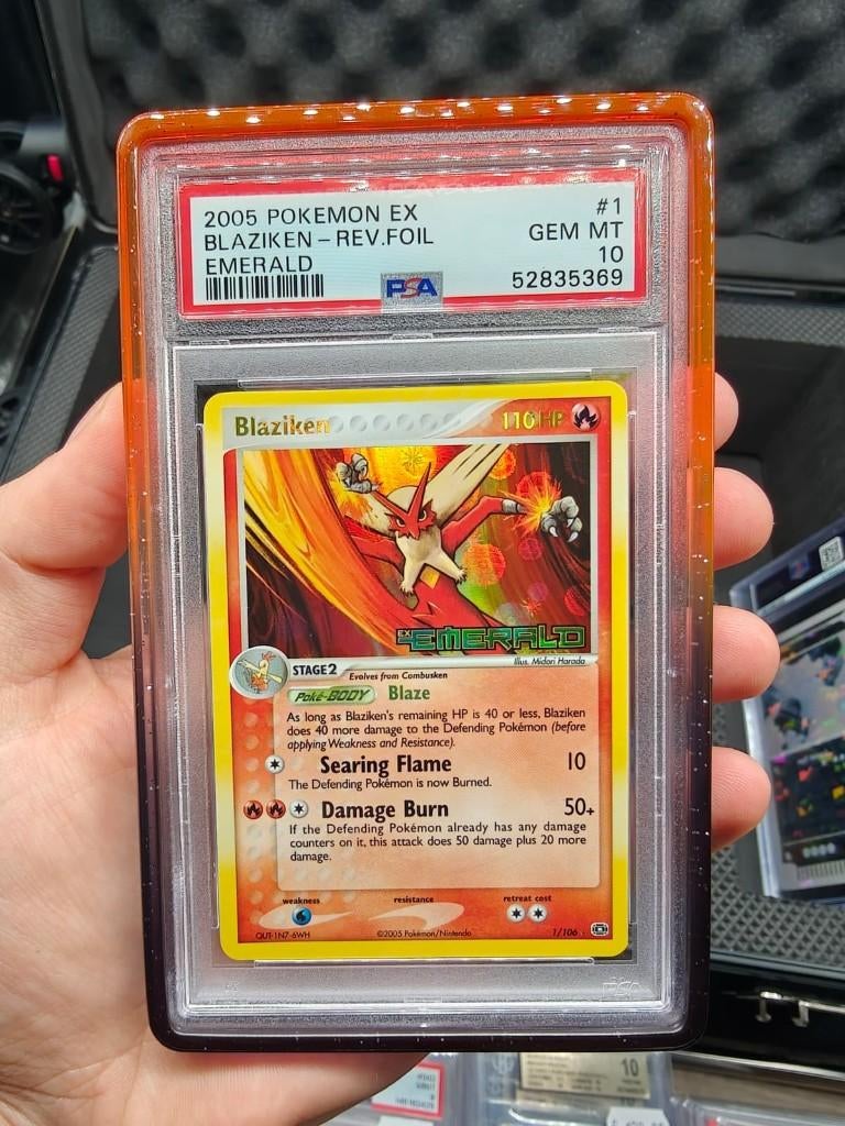 Pokemon EX Emerald Blaziken Reverse Holo PSA 10, Ophalen of Verzenden, Zo goed als nieuw, Losse kaart, Foil