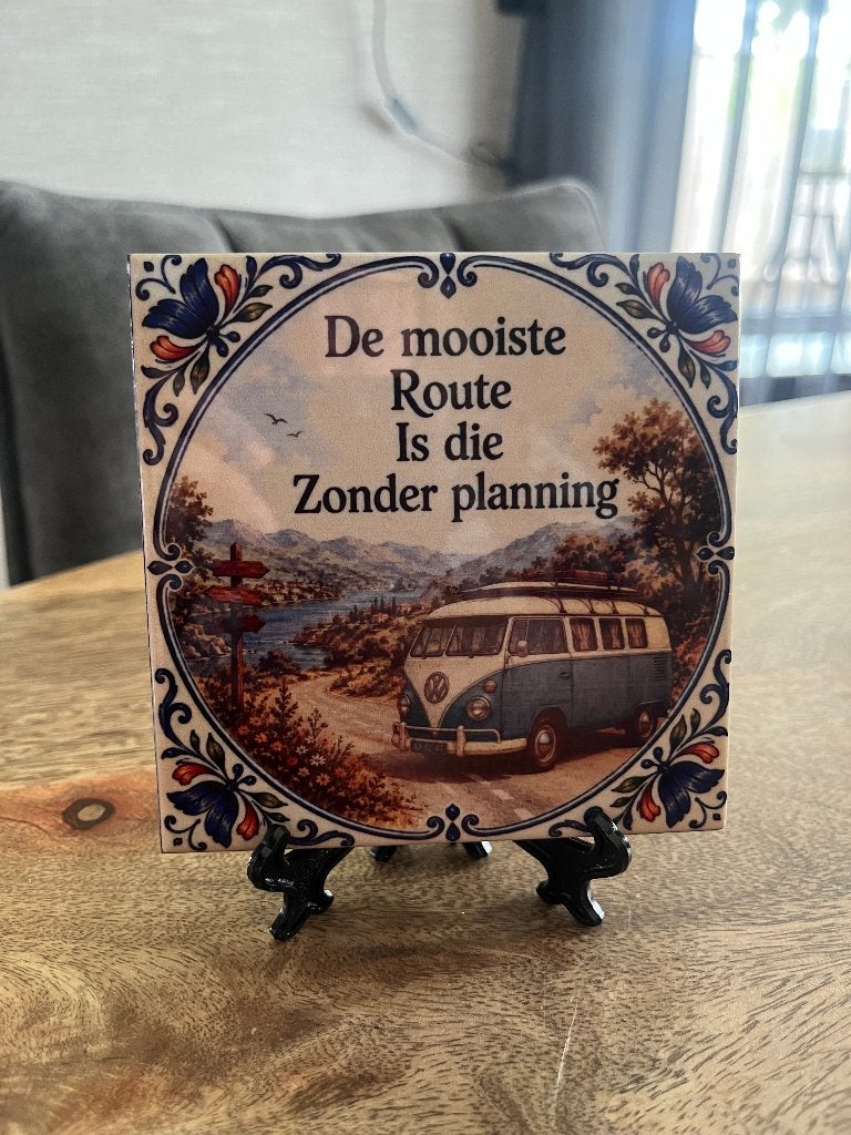Tegeltje de mooiste route vw busje, Ophalen of Verzenden, Nieuw, Auto's