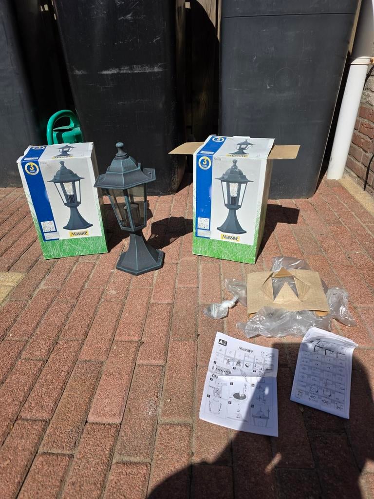 Massive aluminium poedercoat Buitenlampen - Set van 2, Minder dan 50 watt, Ophalen of Verzenden, Netvoeding, Vloerlamp