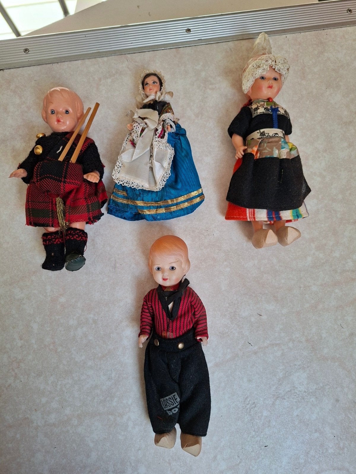 4 stuks oude brocante poppen, Ophalen of Verzenden