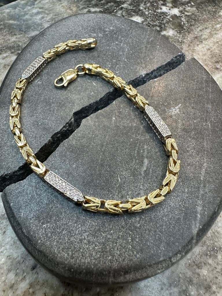 14k Gouden ICED Koningsarmband, Ophalen of Verzenden, Nieuw, Goud, Met kristal