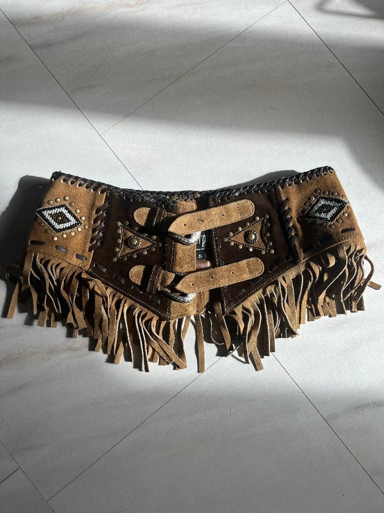 Vintage riem maat s, Bruin, Echt leder, Tailleriem, Ophalen of Verzenden