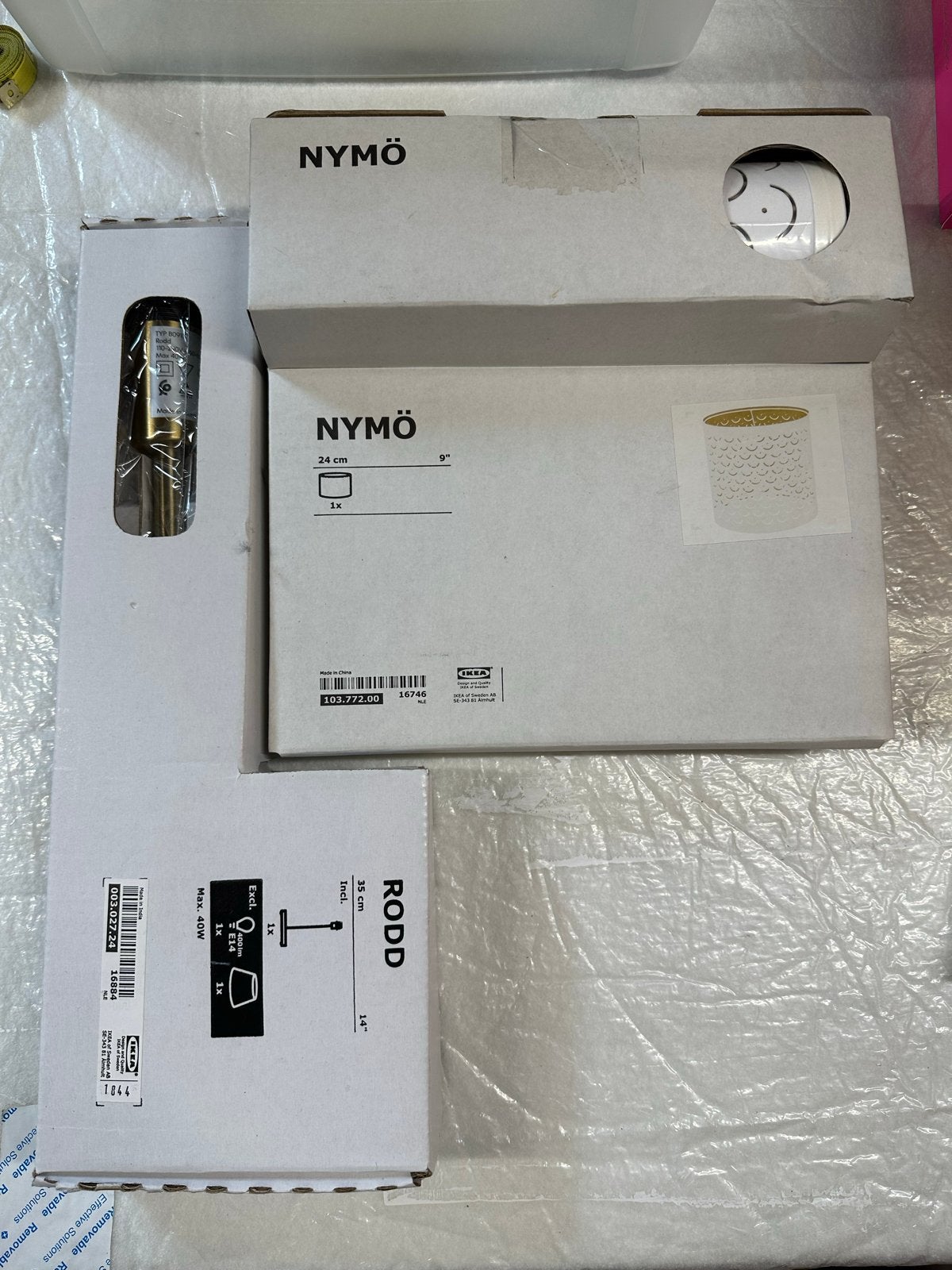 IKEA NYMÖ lampenkap, RODD lampvoet en ROLLSBO LED E14, Huis en Inrichting, Lampen | Overige, Ophalen, Nieuw