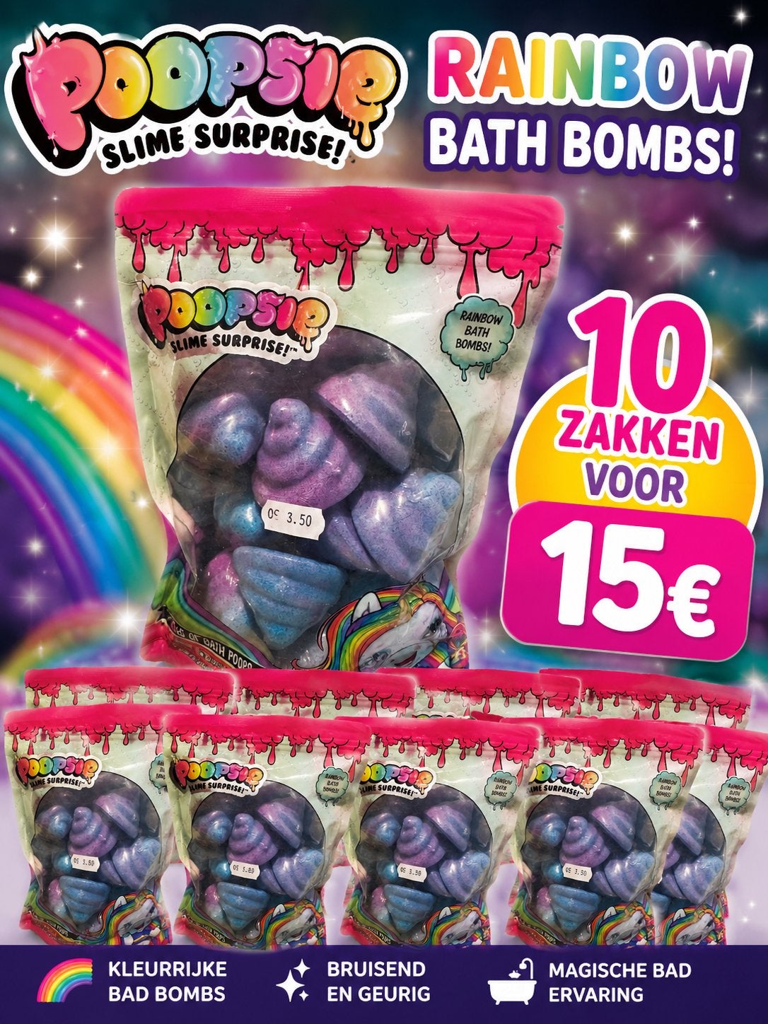 Poopsie Slime Surprise Rainbow Badbommen - 10 Zakken, Ophalen of Verzenden, Nieuw, Bad & Douche