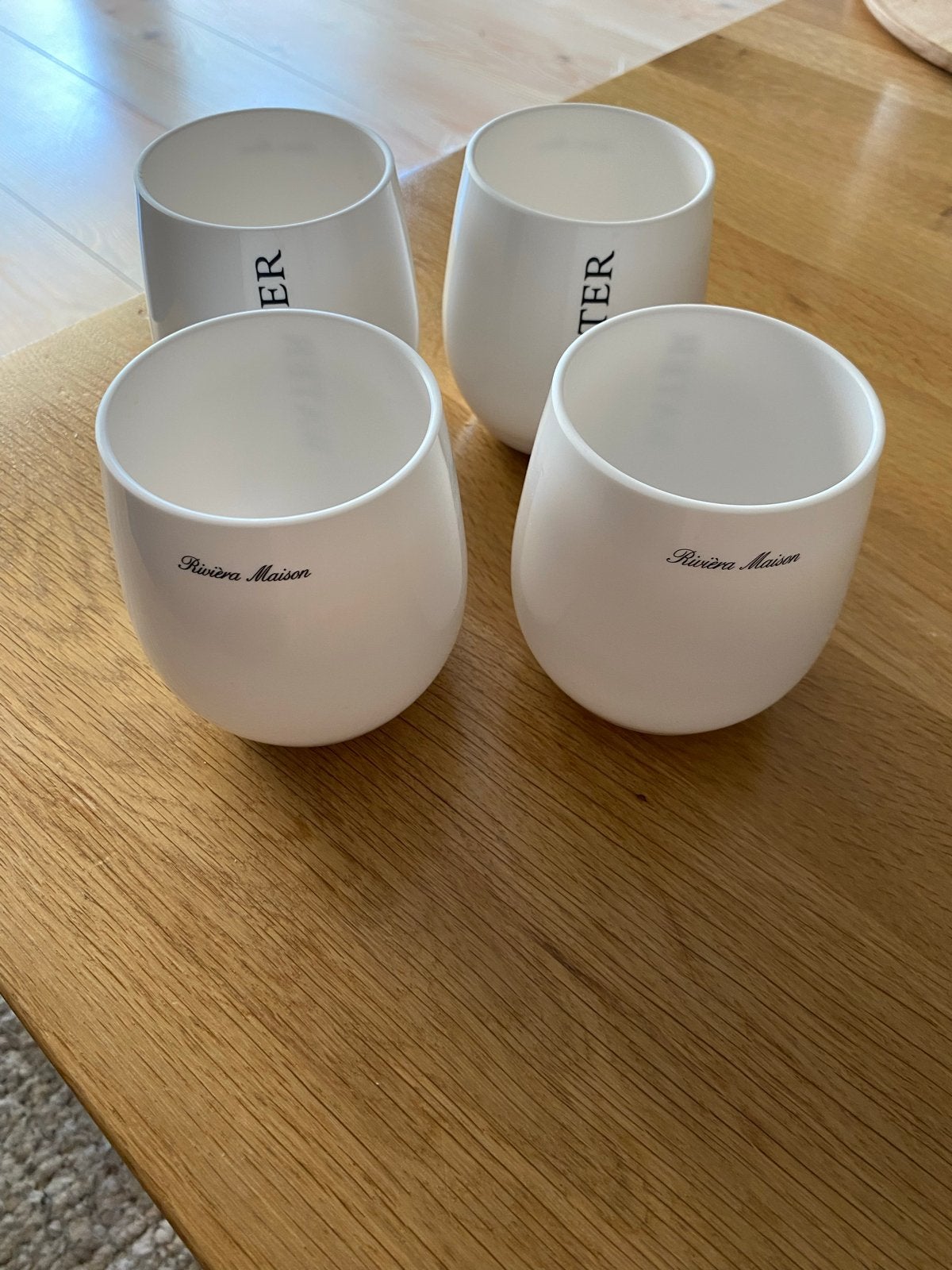 4 witte Riviera Maison waterglazen voor buiten. Zgan, Glas of Glazen, Kunststof, Ophalen of Verzenden, Zo goed als nieuw