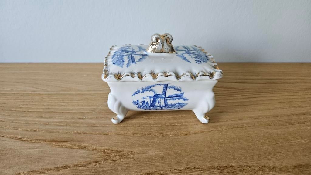 Delfts Blauw sieradendoosje met molen decoratie, Ophalen of Verzenden