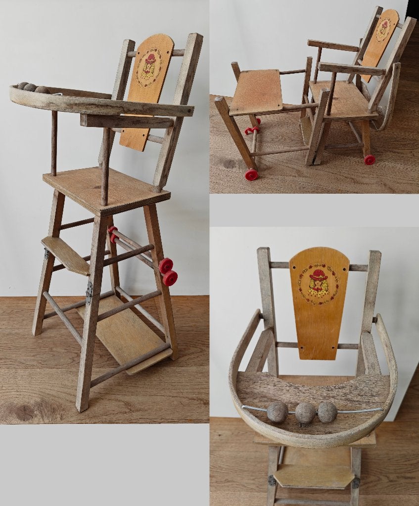 Vintage houten poppenstoel, Ophalen of Verzenden, Gebruikt