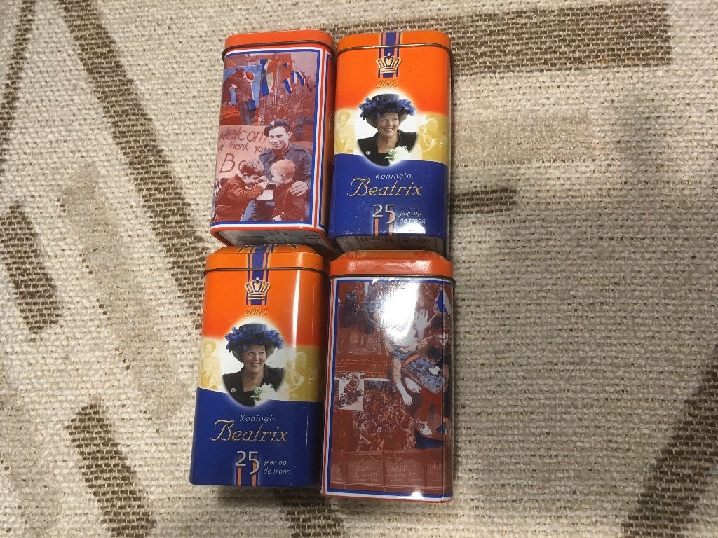 oranje blikken van De Ruiter (4 stuks), Verzamelen, Ophalen of Verzenden, Overige, Overige merken