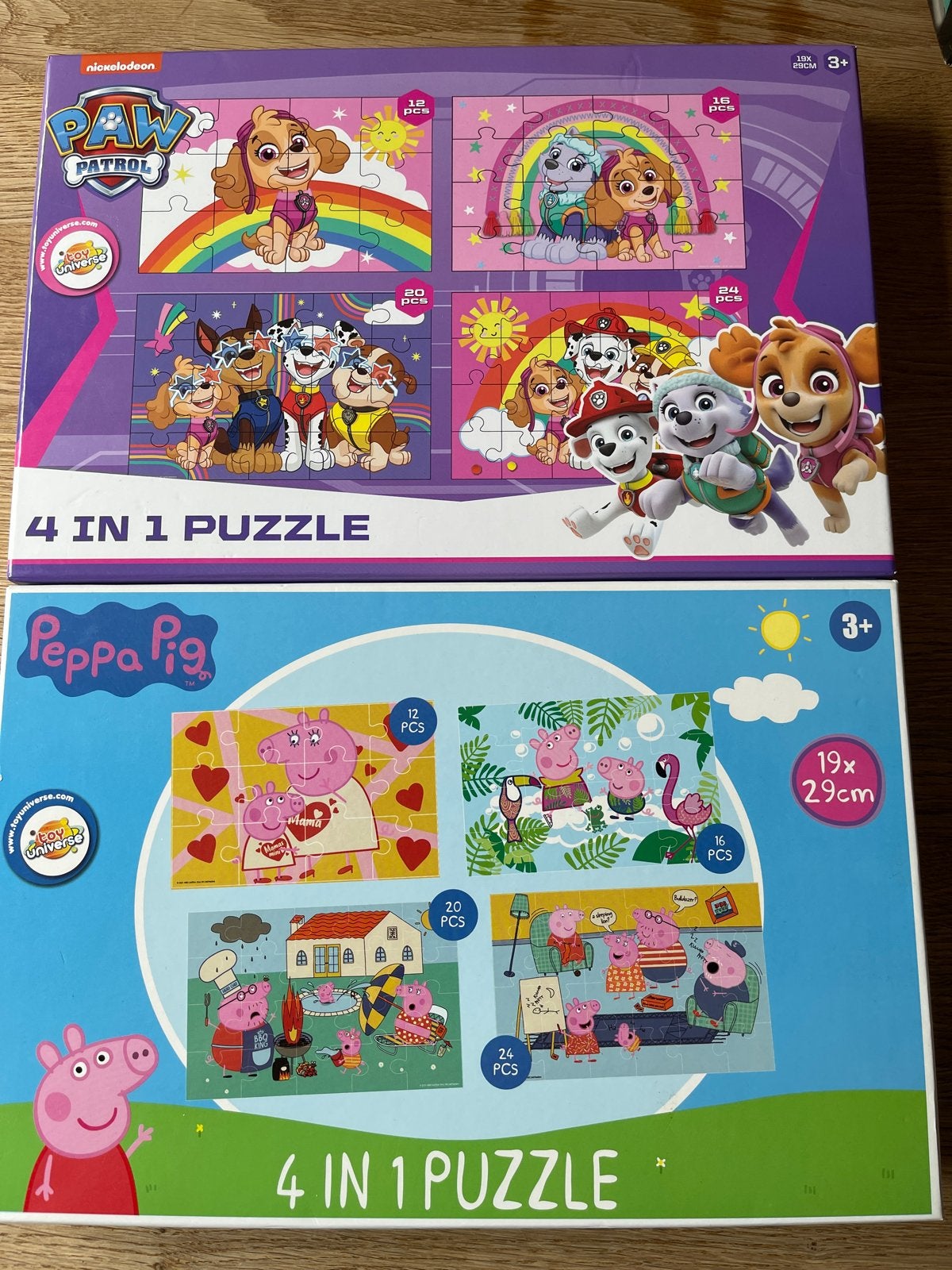 Paw Patrol & Peppa Pig 4-in-1 Puzzels - Zo goed als nieuw, Ophalen, 10 tot 50 stukjes, Zo goed als nieuw, 2 tot 4 jaar