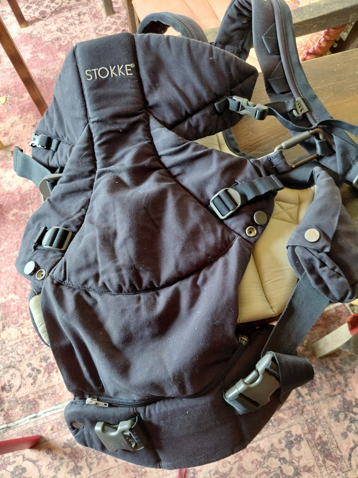 Stokke MyCarrier draagzak - Zwart/Beige, Ophalen, Gebruikt, Buik of Rug, Draagzak