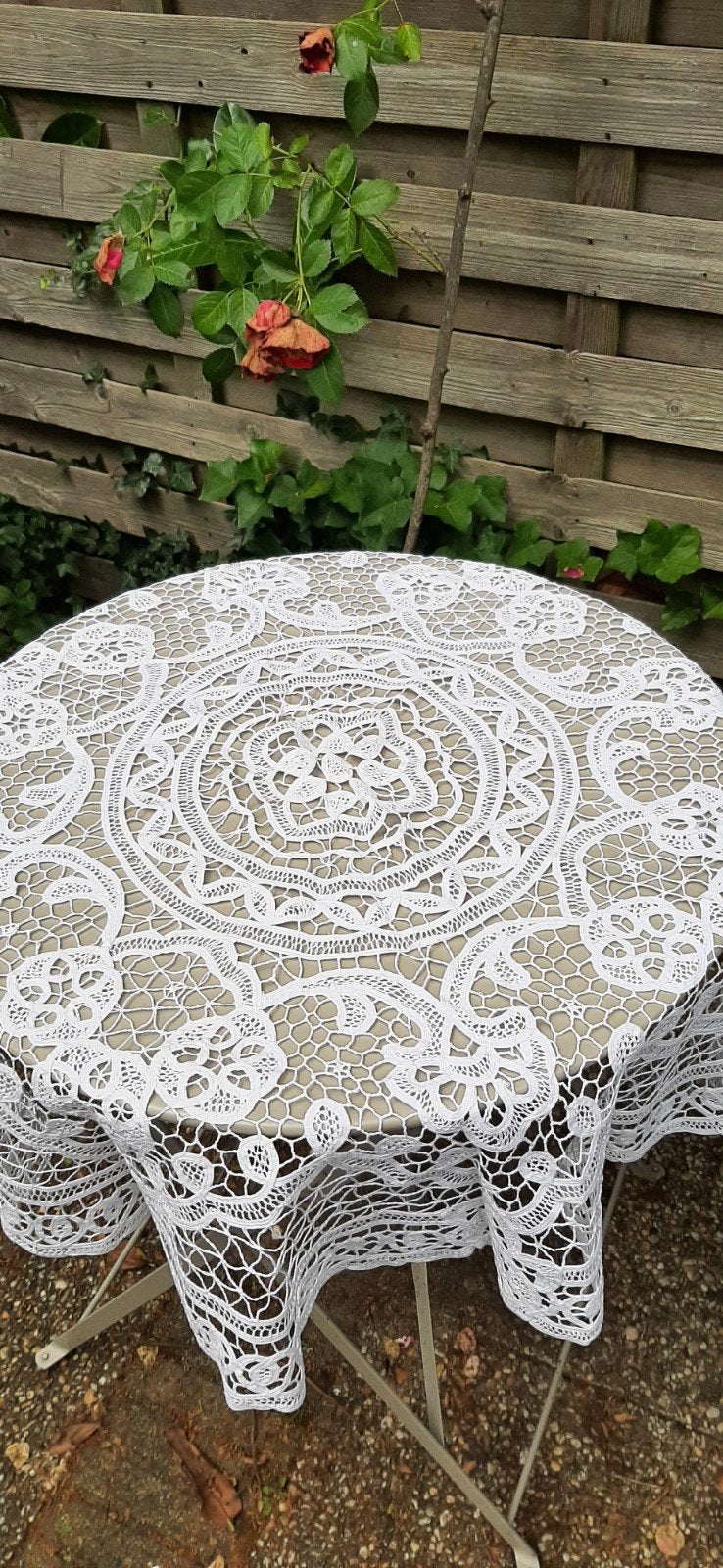 Vintage gehaakt kleed jaren 60 - Rond, Ø 102cm, Ophalen of Verzenden, Gebruikt, Rond, Binnen