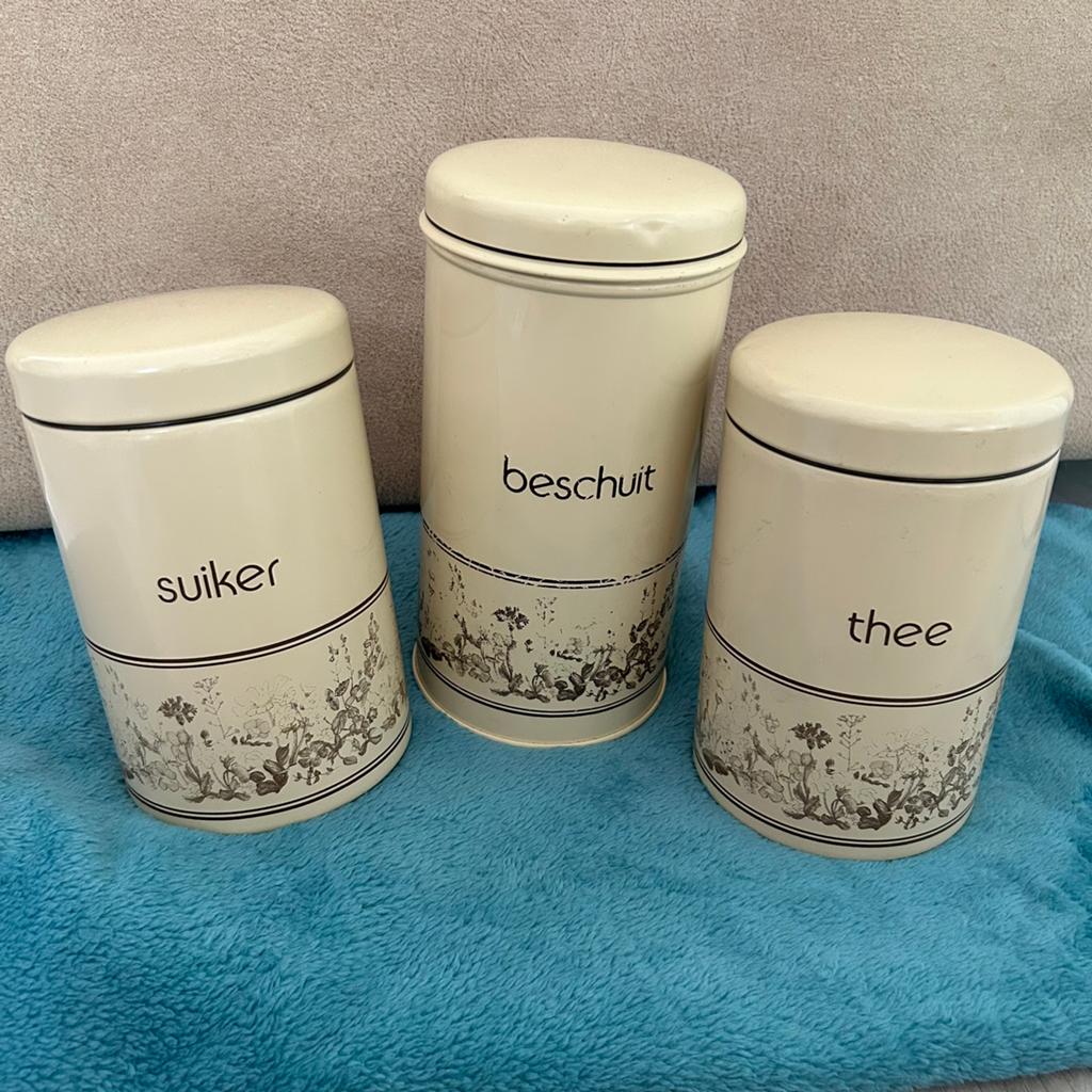 Vintage Brabantia voorraadblikken – Diana serie – Set van 3, Verzamelen, Blikken, Ophalen of Verzenden, Gebruikt, Beschuit, Overige merken