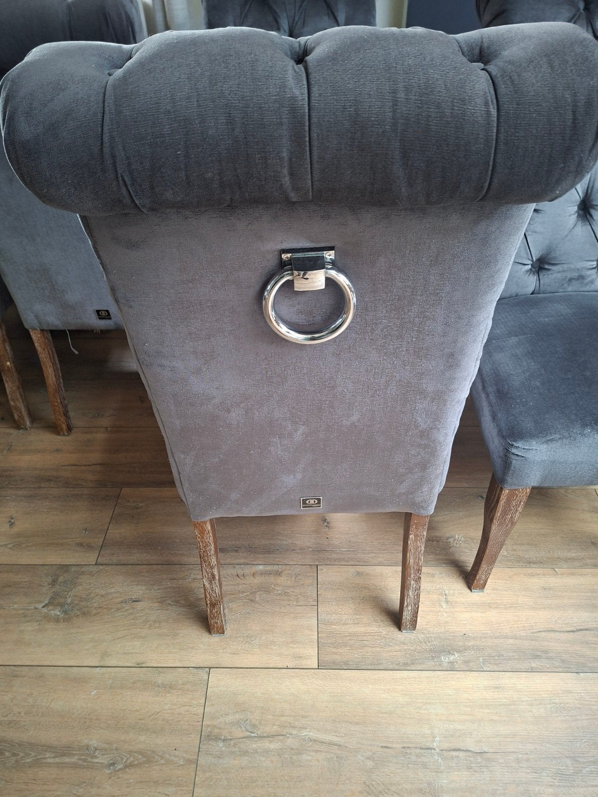 8 Dubbelman Design Eetkamerstoelen - Grijs Stof met Ring, Huis en Inrichting, Ophalen, Gebruikt, Vijf, Zes of meer stoelen, Luxe, Klassiek, Modern