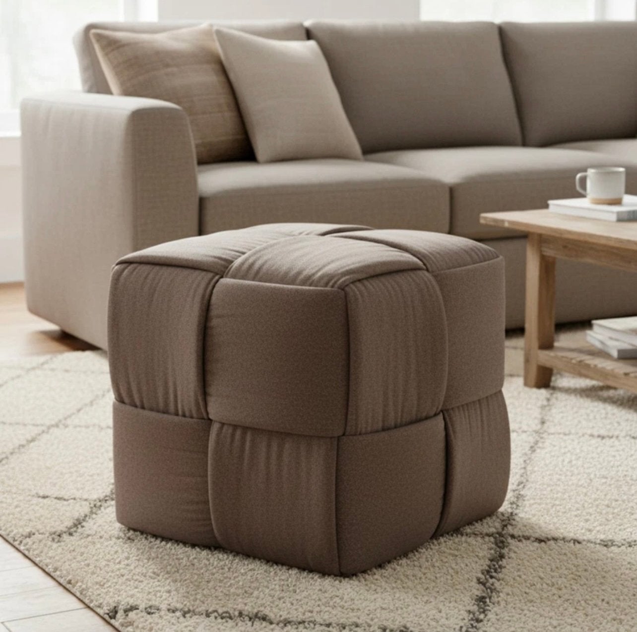 Rivièra Maison Qbic Mohair Poef Luxe Design DALENDE PRIJS!, Minder dan 50 cm, Riviera maison, Vierkant, Nieuw