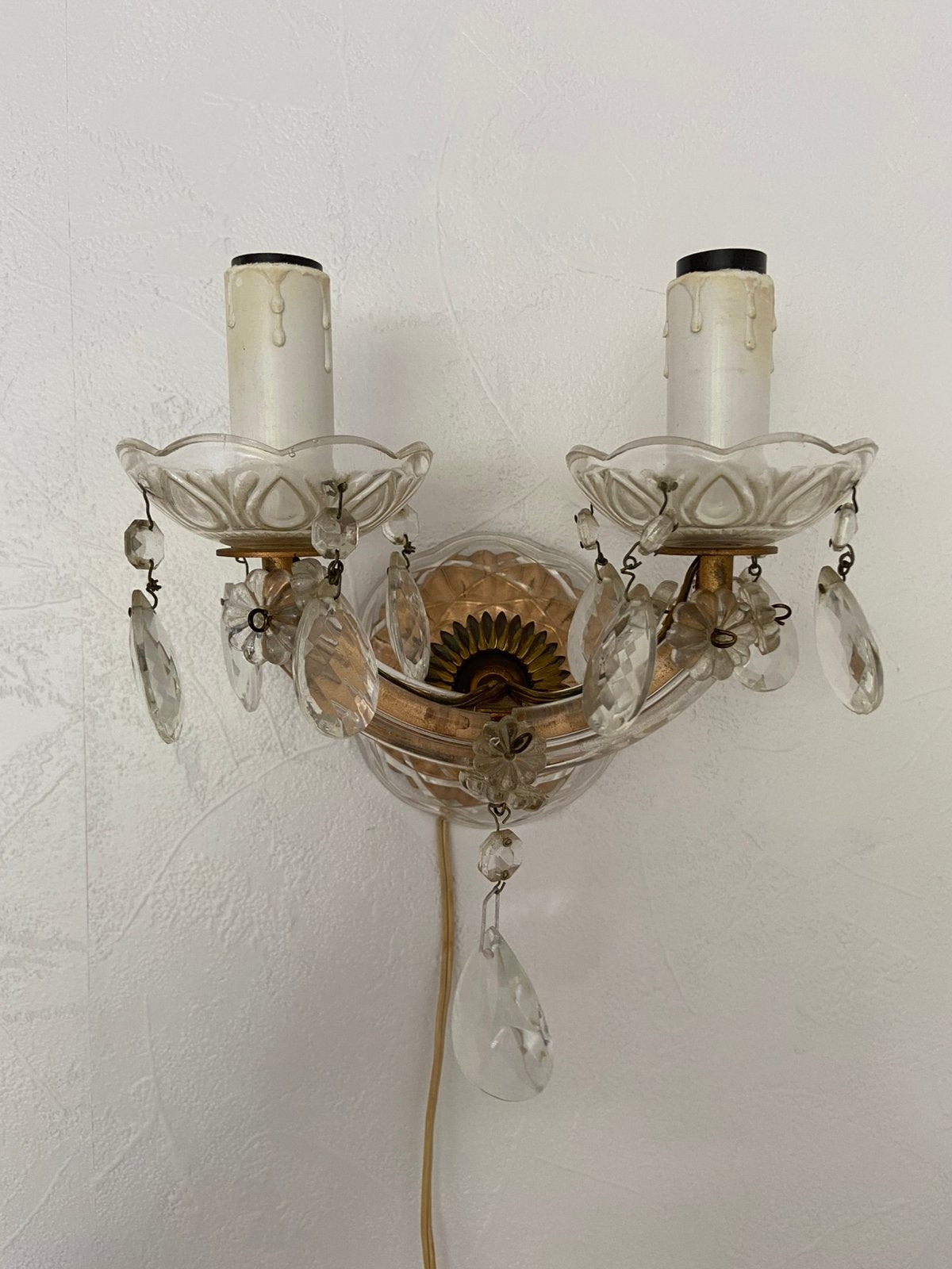 Antiek wandlampje met pegels, Huis en Inrichting, Ophalen, Gebruikt