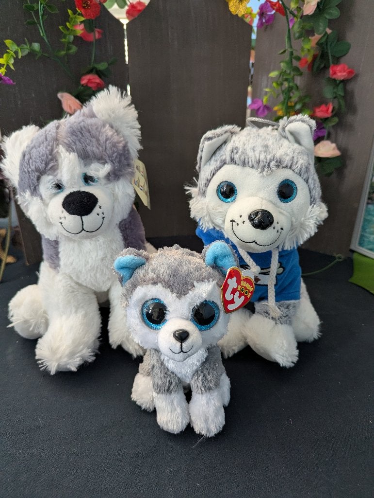 3x Husky knuffel, Ophalen of Verzenden, Nieuw, Hond