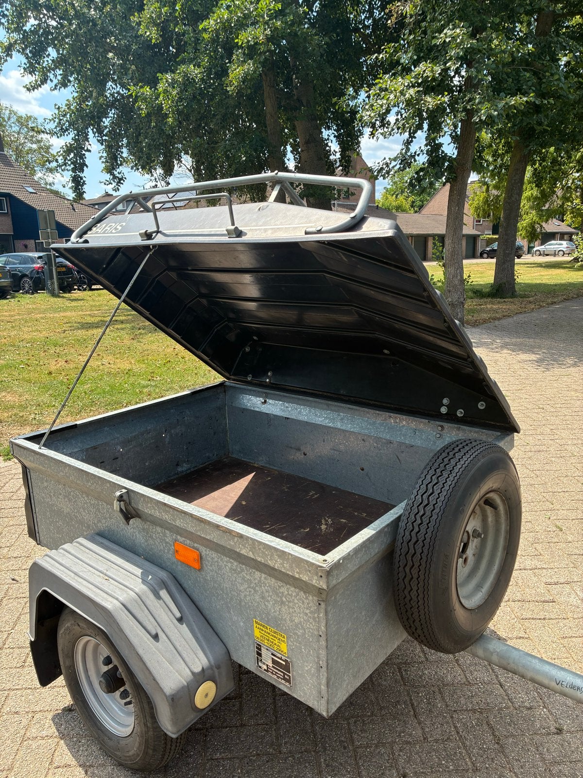 Saris Speedy aanhangwagen met deksel, kluisje en imperiaal, Auto diversen, Aanhangers en Bagagewagens, Ophalen, Gebruikt
