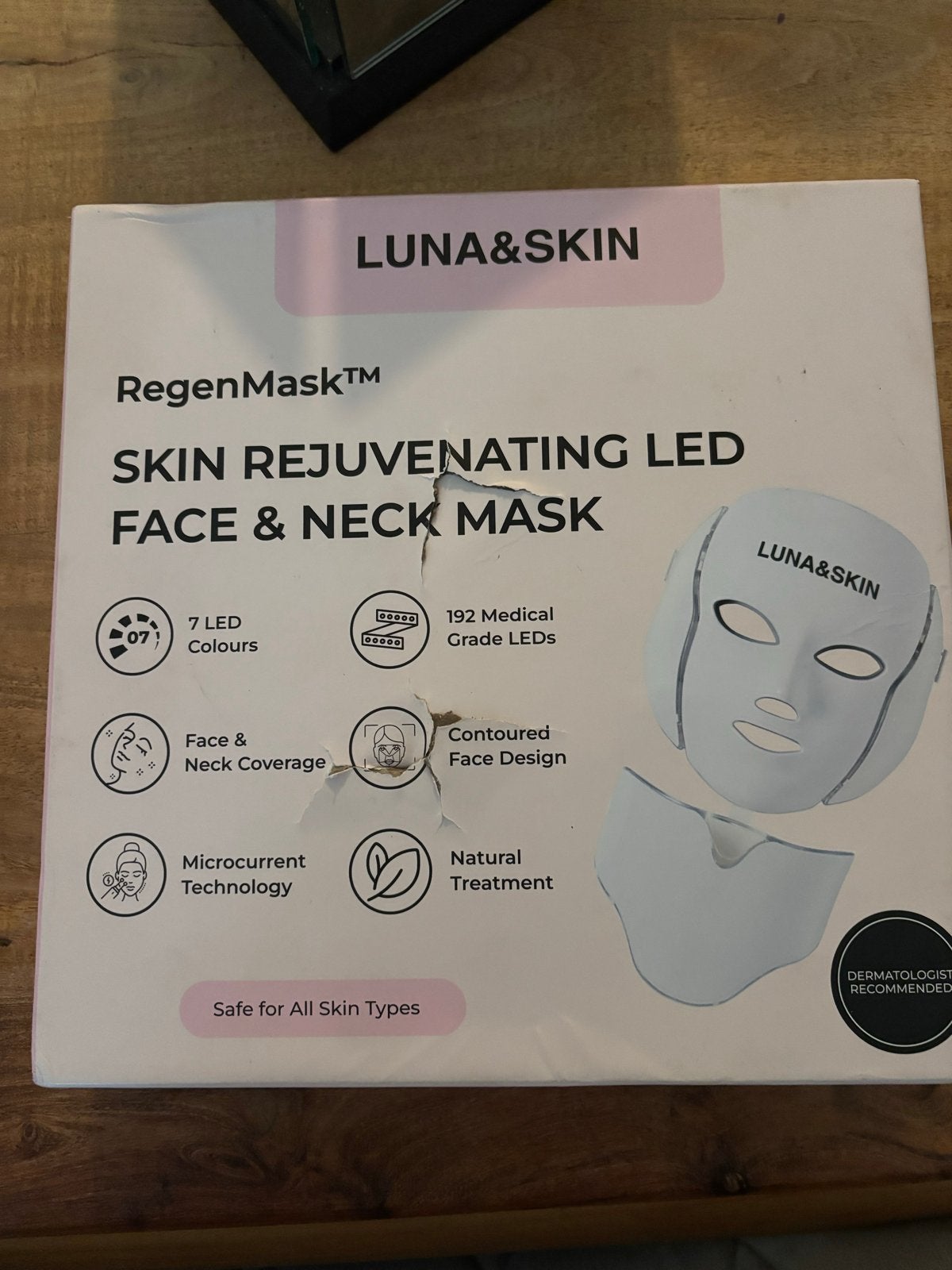 LUNA & SKIN RegenMask LED Gezichts- & Nekmasker, Sieraden, Tassen en Uiterlijk, Uiterlijk | Gezichtsverzorging, Ophalen, Zo goed als nieuw