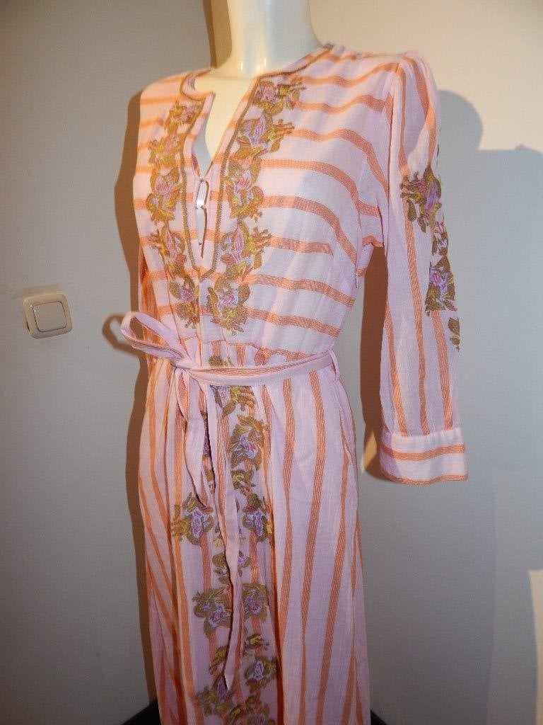 Antik Batik prachtige maxi dress bloemen stiksel Ibiza 38, Maat 38/40 (M), Ophalen of Verzenden, Roze, Gedragen