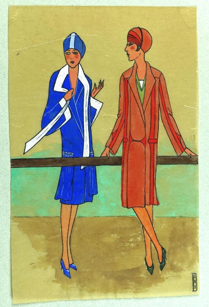 A293 Art Deco Modeontwerp (C?) Dona (jaren twintig), Antiek en Kunst, Ophalen of Verzenden