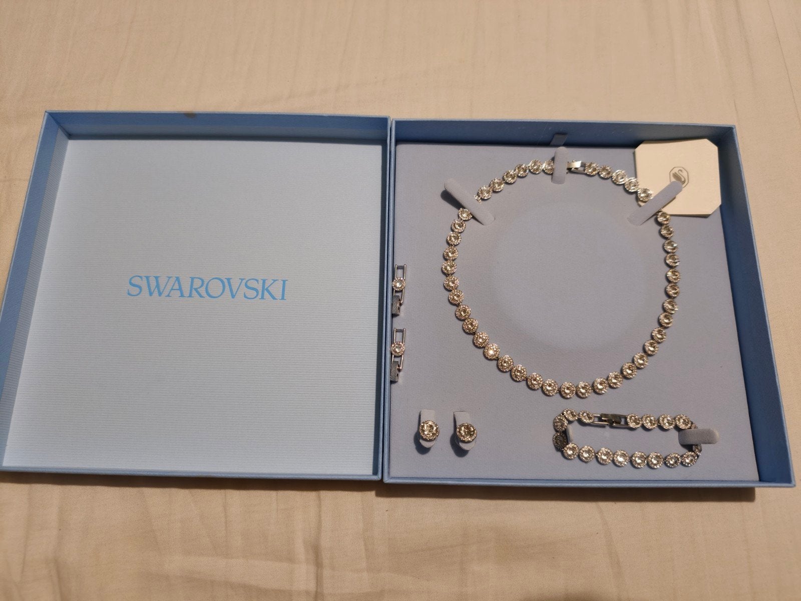 Swarovski Una Angelic set Ketting, Armband, Oorbellen, Met kristal, Ophalen of Verzenden, Zo goed als nieuw, Zilver