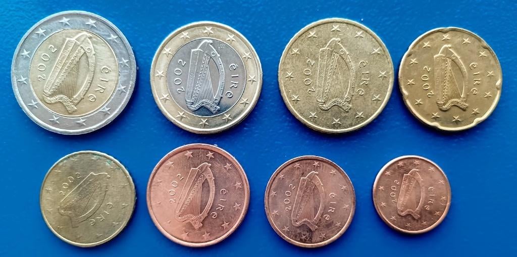 Ierland 1 eurocent t/m 2 Euro - 2002, Verzenden, Ierland, Setje