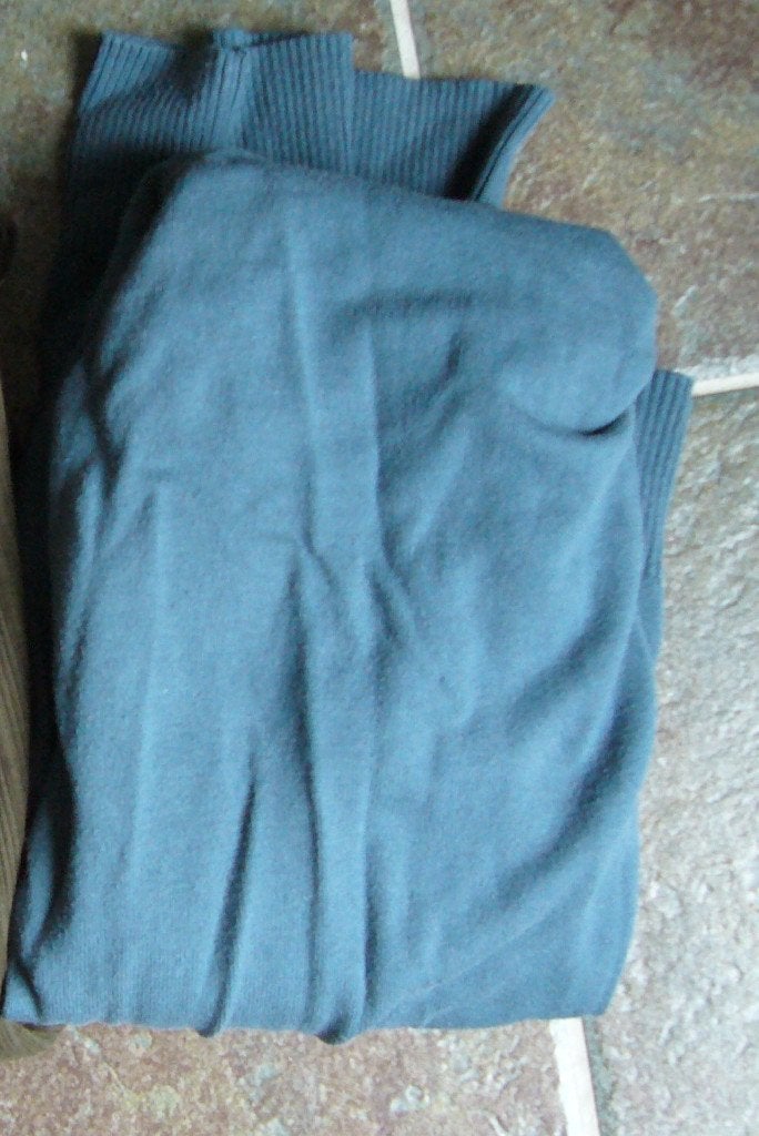 Vintage coltrui pull pulli colletje petrol Maat Large Medium, Vintage, Ophalen, Zo goed als nieuw, Maat 38/40 (M)