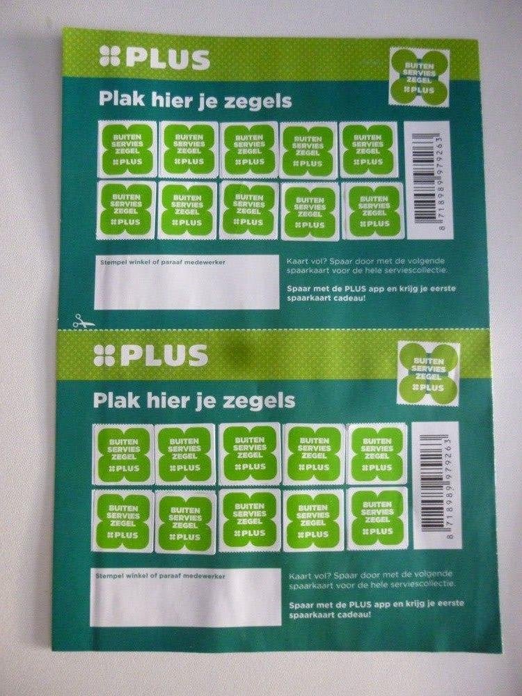 Plus buitenservieszegels, 4 volle spaarkaarten., Verzamelen, Supermarktacties, Plus, Ophalen of Verzenden