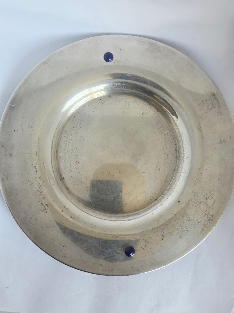 Zilveren coster met lapis lazuli, Portugal,  Porto ca 1900, Antiek en Kunst, Ophalen of Verzenden, Zilver