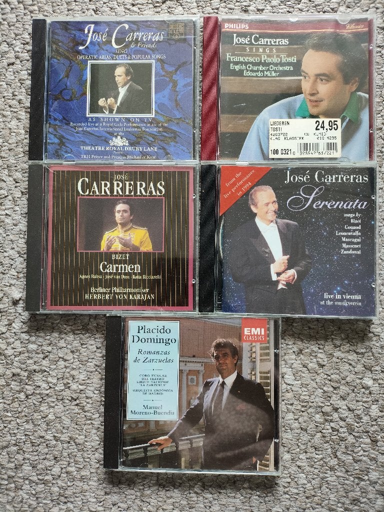 4 cd's van José Carreras en 1 van Placido Domingo, Ophalen of Verzenden, Zo goed als nieuw