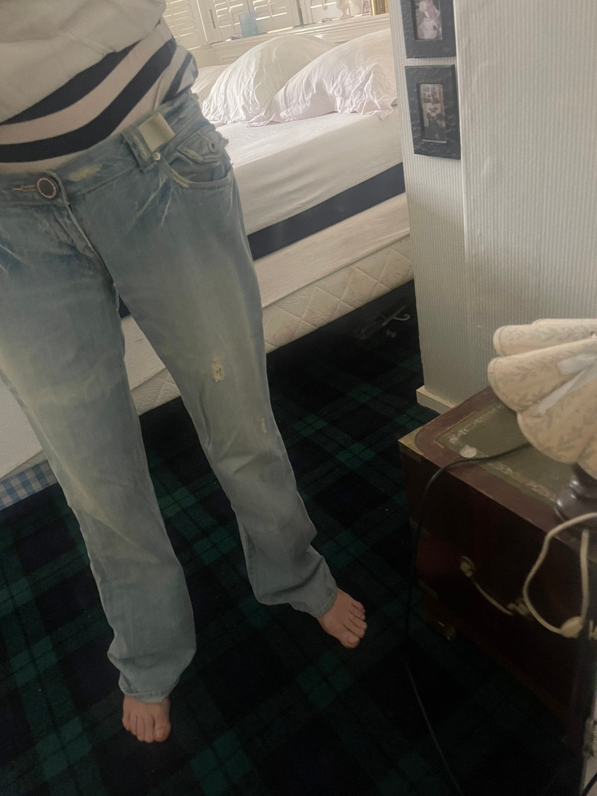 Dames jeans - Lichtblauw met lichte slijtage, Kleding | Dames, Ophalen of Verzenden, Gedragen, Blauw, W30 - W32 (confectie 38/40)