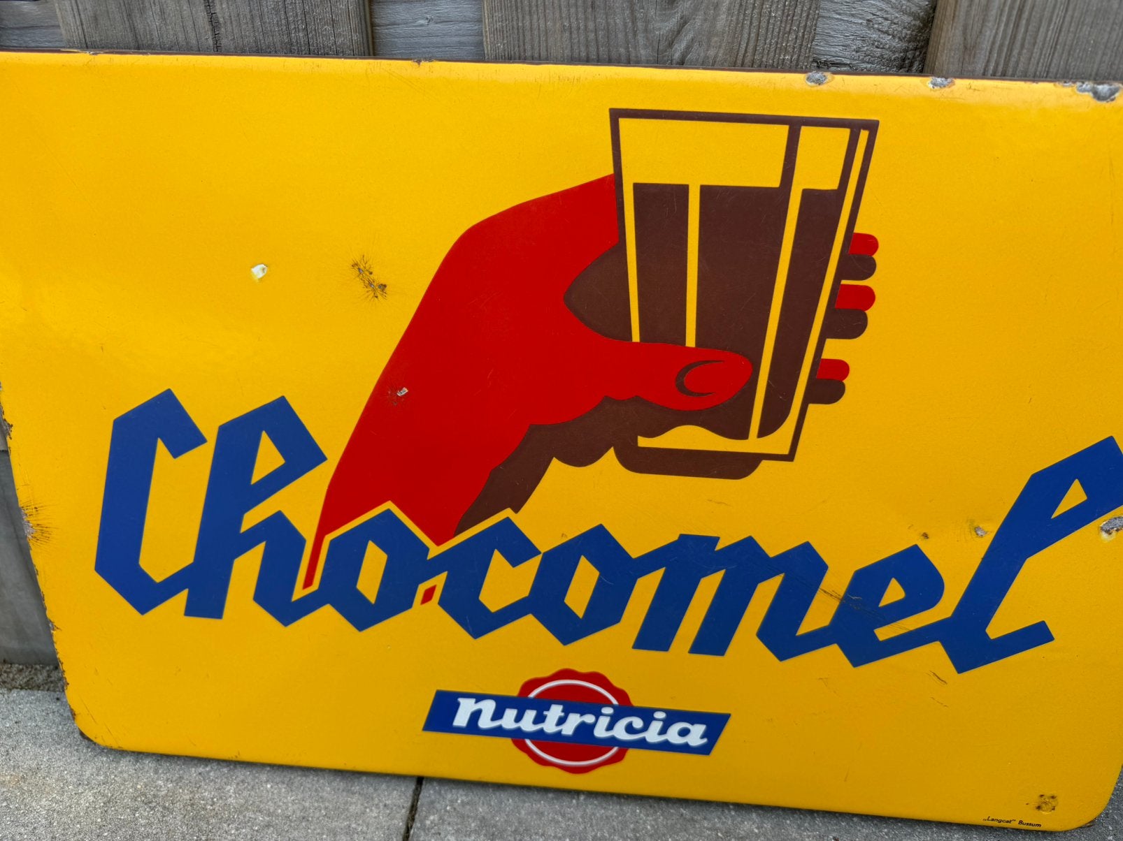 Chocomel emaille reclamebord, Verzamelen, Merken en Reclamevoorwerpen, Reclamebord, Gebruikt, I, Ophalen of Verzenden