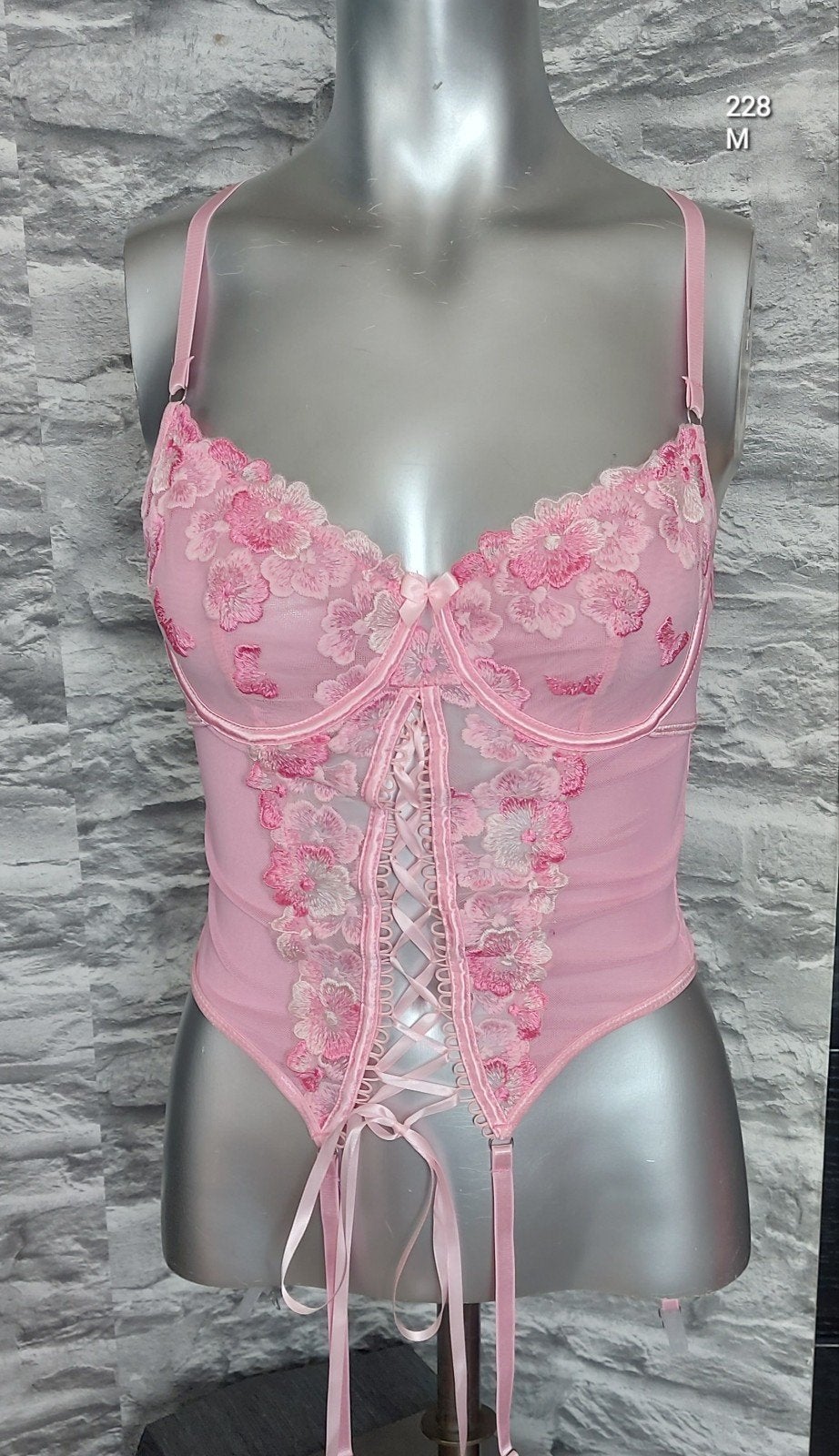 Sexy Roze Korset met Bloemenborduursel, Kleding | Dames, Ondergoed en Lingerie, Onbekend, Ophalen of Verzenden, Roze, Body of Korset