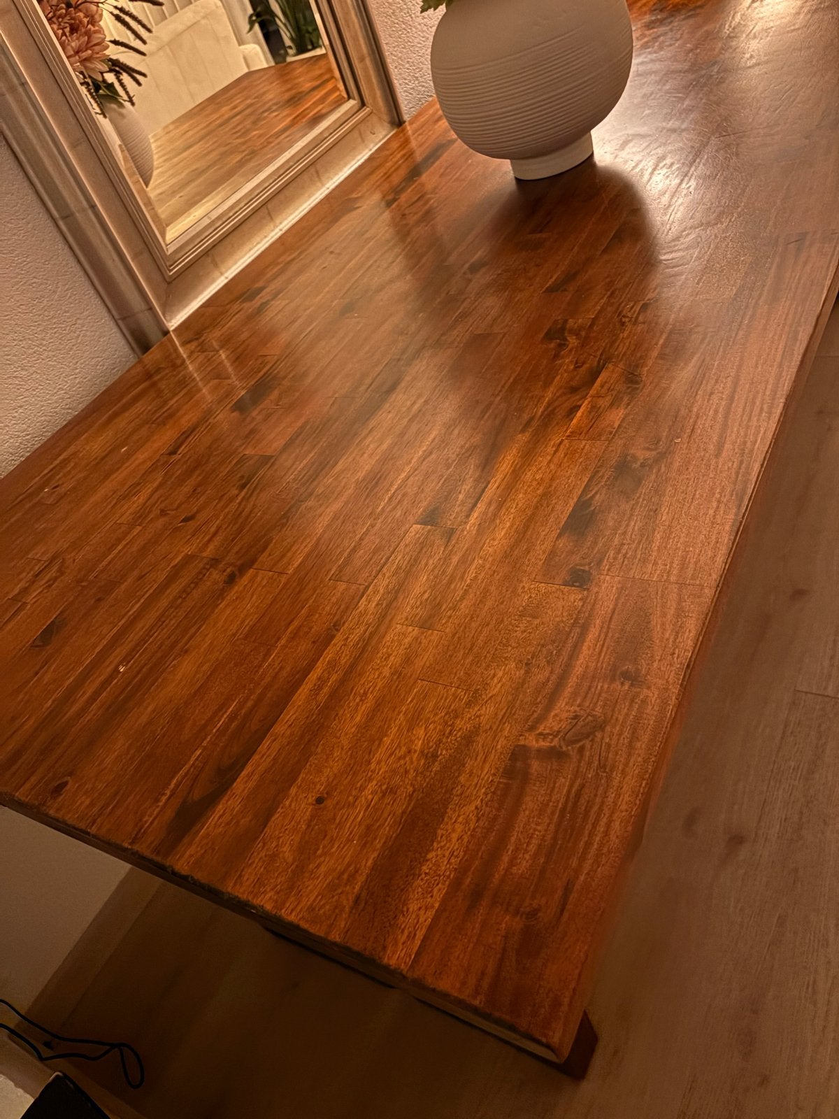 Grote eettafel van acaciahout - 230x95x78 cm, Ophalen, Gebruikt, 200 cm of meer, 50 tot 100 cm