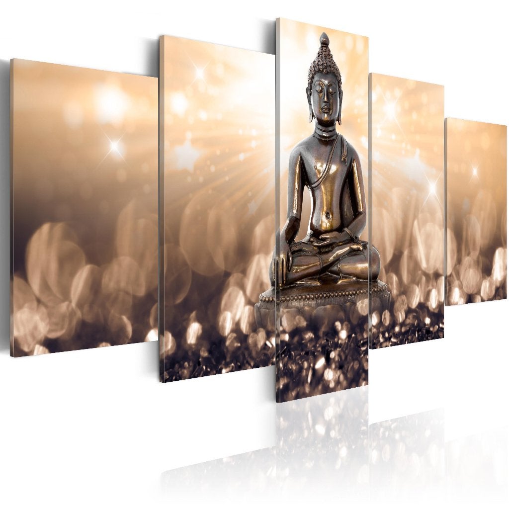 389 Buddha Boedha 5 Luik Canvas Schilderij 200x100cm Nieuw, Nieuw, 125 cm of meer, Ophalen of Verzenden, Schilderij