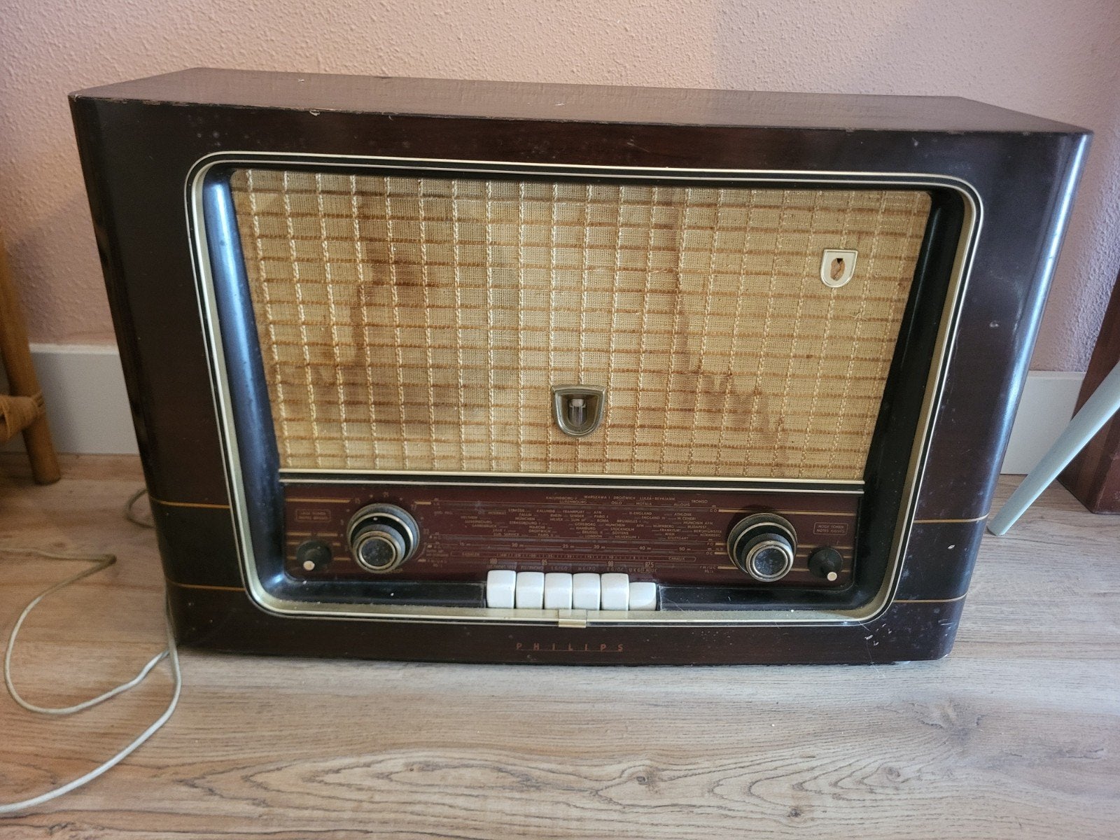 Vintage Philips buizenradio - Jaren '50 design, Ophalen of Verzenden, Gebruikt, Radio