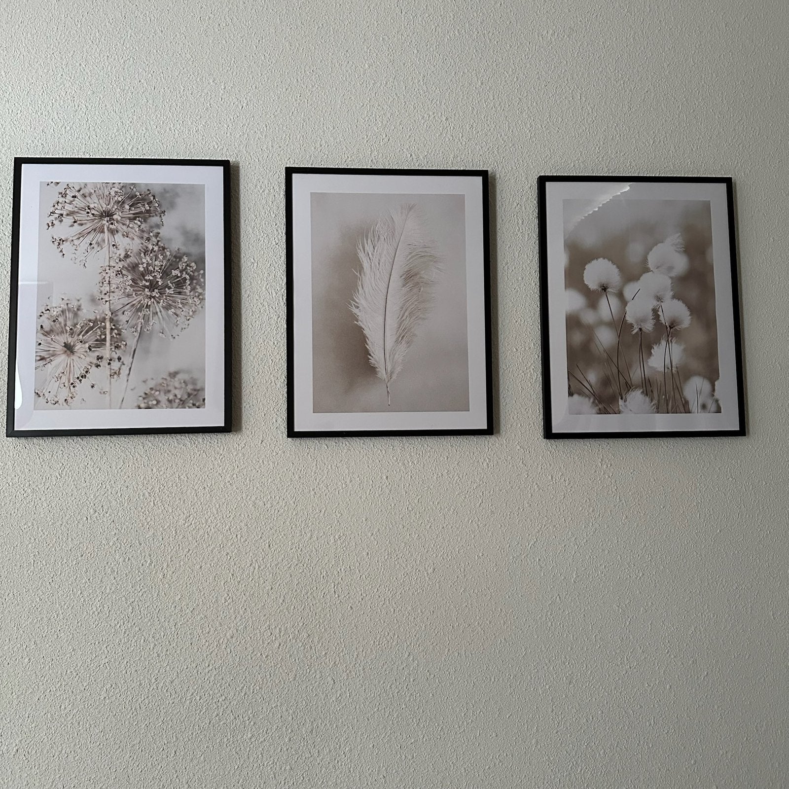 Mooie beige schilderijen, zwarte lijst 30x40, desenio poster, Ophalen of Verzenden, Zo goed als nieuw